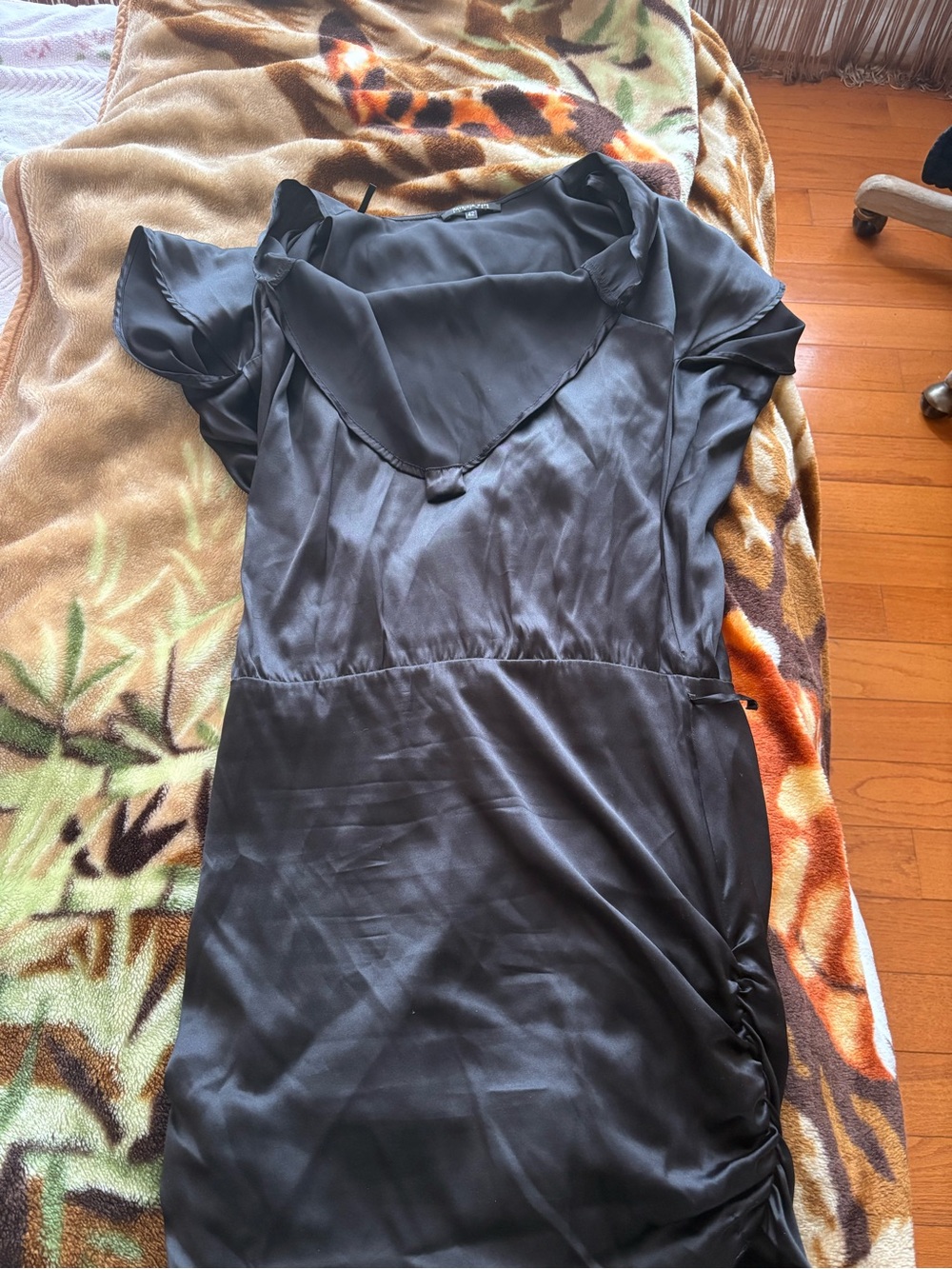 Patrizia Pepe Black Satin Short Sleeve Dress